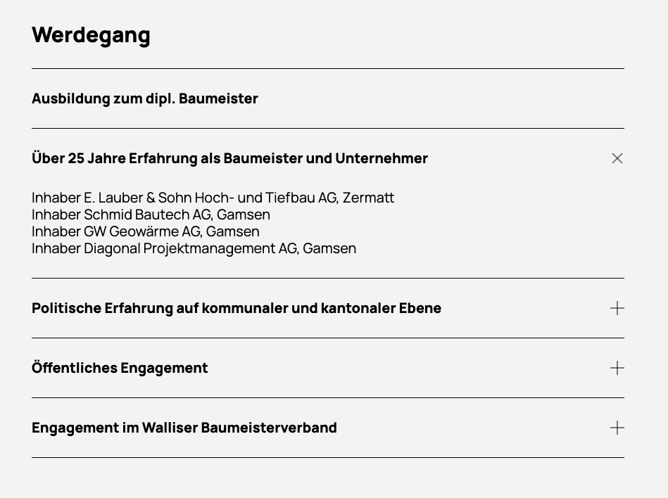 Erfahrung und Werdegang kompakt dargestellt